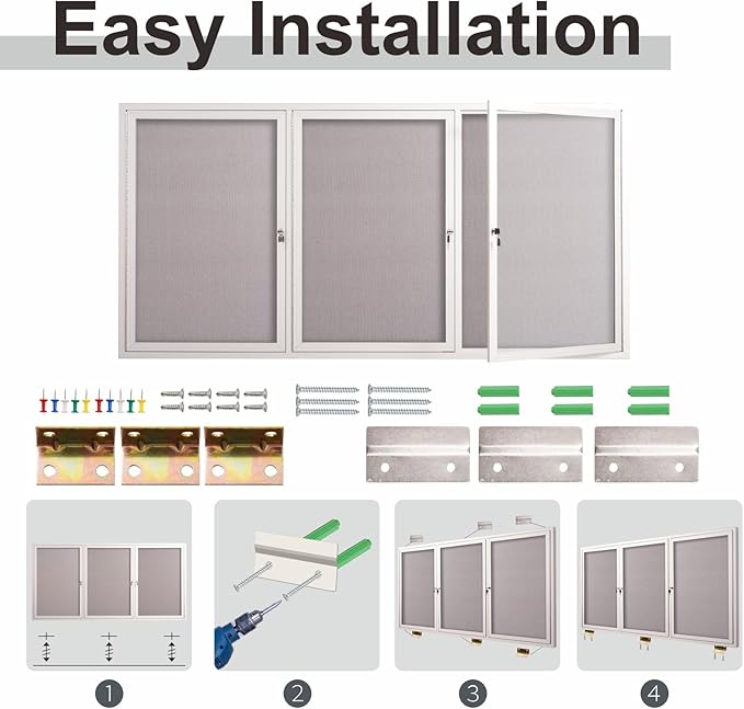 71x36 Inch Lockable Enclosed Bulletin Board, Weather-Resistant Outdoor - Image 5