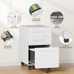 AFAIF 3 Drawer File Cabinet, Fully Assembled Mobile File Cabinets - Image 7