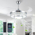 42" retractable ceiling fans with lights, crystal chandelier, main product view