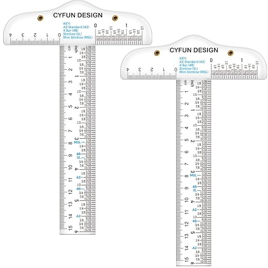 2PCS 6 inch/15cm T-Shape Acrylic Transparent T-Ruler by CYFUNDESIGN