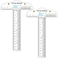 2PCS 6 inch/15cm T-Shape Acrylic Transparent T-Ruler by CYFUNDESIGN