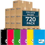 Rosmonde 720 Packs 5 Subject Notebooks, Spiral Notebook Bulk, College Ruled by Rosmonde