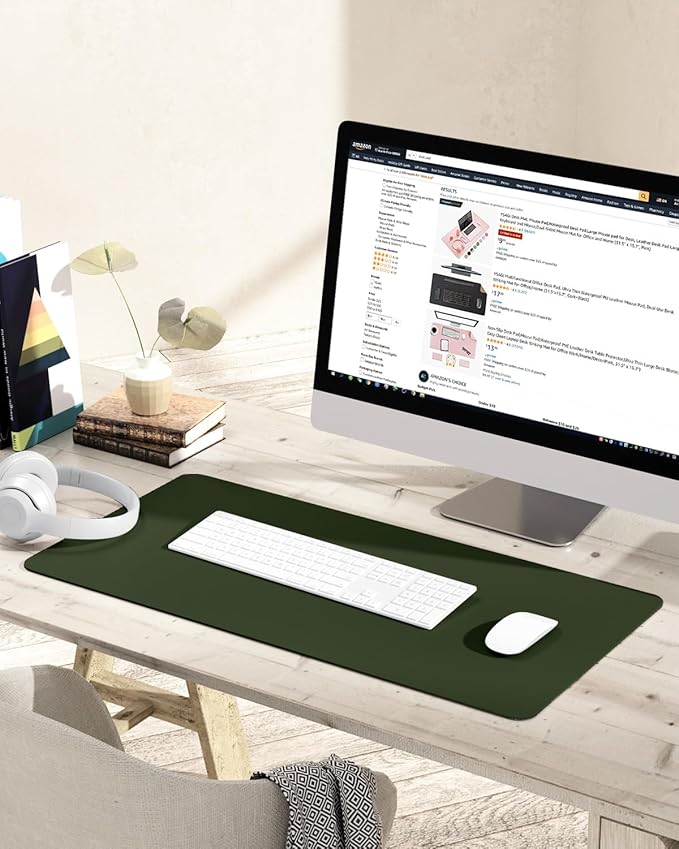 YSAGi Non-Slip Leather Desk Pad, Waterproof Laptop Computer Desk Keyboard Mat - Image 6