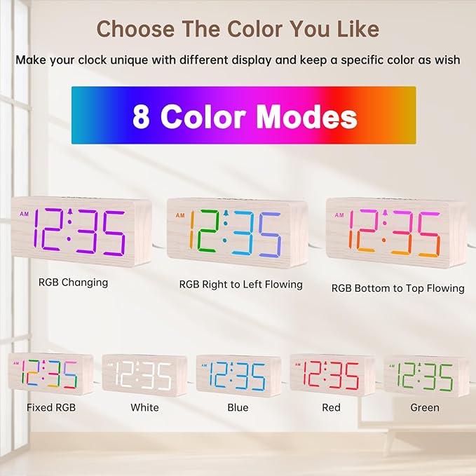 DreamSky Wooden Digital Clock for Bedroom Desk - Image 2