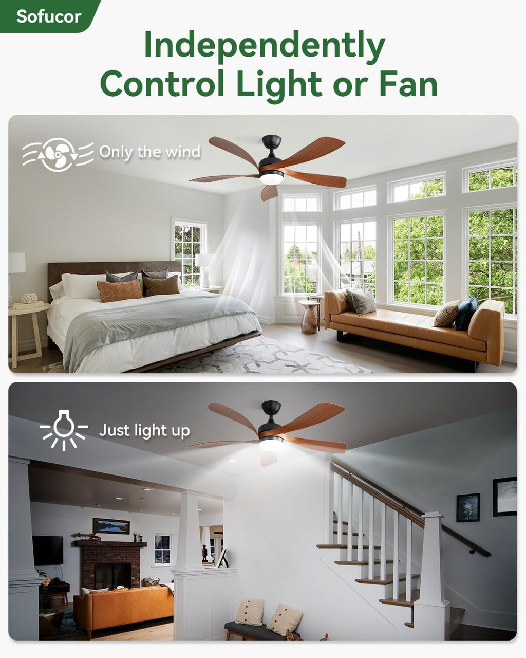 sofucor 52 inch smart modern ceiling fan with, package contents