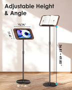Viozon Floor Book Stand, Height Adjustable Reading Stand, Multi-Purpose Book Holder/Laptop Stand/Music Sheet Stand, 180° Tilt Desktop, Heavy-Duty Base, Two-Stage Page Clips for Thick Books