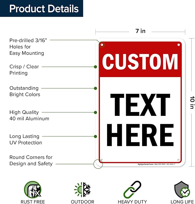 Custom Sign, Custom Sign for Business, Indoor/Outdoor use. 7x10 Inches - Image 5