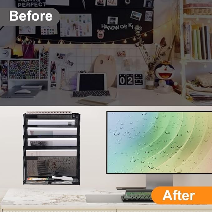 Kuntine.B 6-Tier Wall File Organizer Hanging File Organizer Cubicle Organizer - Image 3