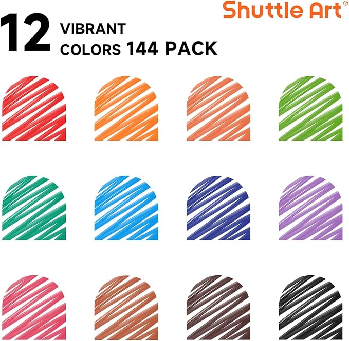 Shuttle Art Dry Erase Markers, 12 Colors 144 Bulk Pack Whiteboard Markers - Image 3