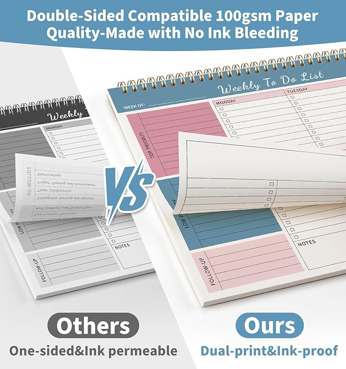 104 Pgs Weekly To Do List Notepad, 52 Duplex-Printed Undated Sheets 100 - Image 4