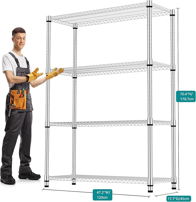 M MZG 4 Tiers Shelf Metal Storage Shelves 2640 lbs Steel Storage Shelving - Image 3