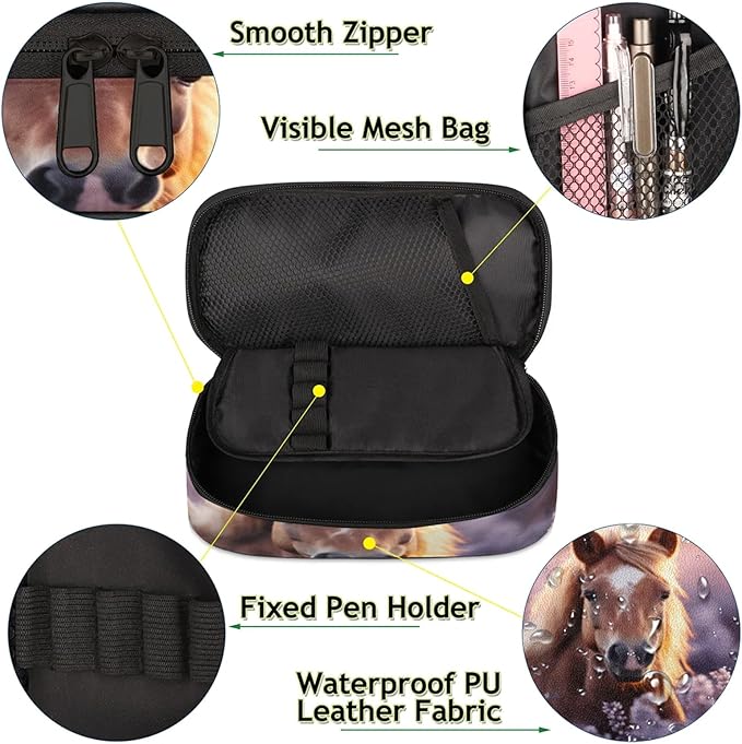 Pardick Pencil Case，Horse 3D Big Capacity Pencil Pouch Coin Pouch Stationery - Image 5