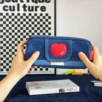 Haumei Canvas Pencil Case Large Capacity, Big Denim Pen Pouch - Image 7