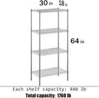Regal Altair 18" Deep x 30" Wide x 64" Height Wire Shelving Kit | 4-Tier | NSF - Image 3