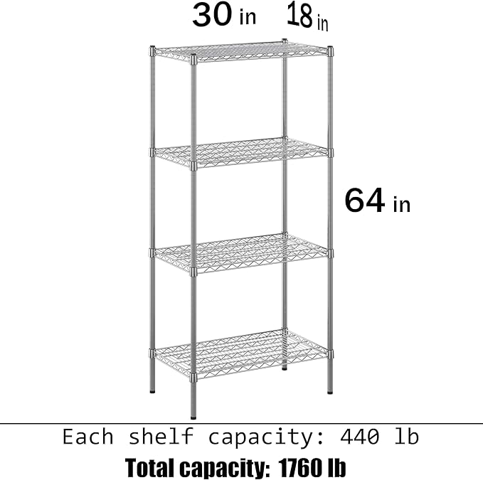 Regal Altair 18" Deep x 30" Wide x 64" Height Wire Shelving Kit | 4-Tier | NSF - Image 3