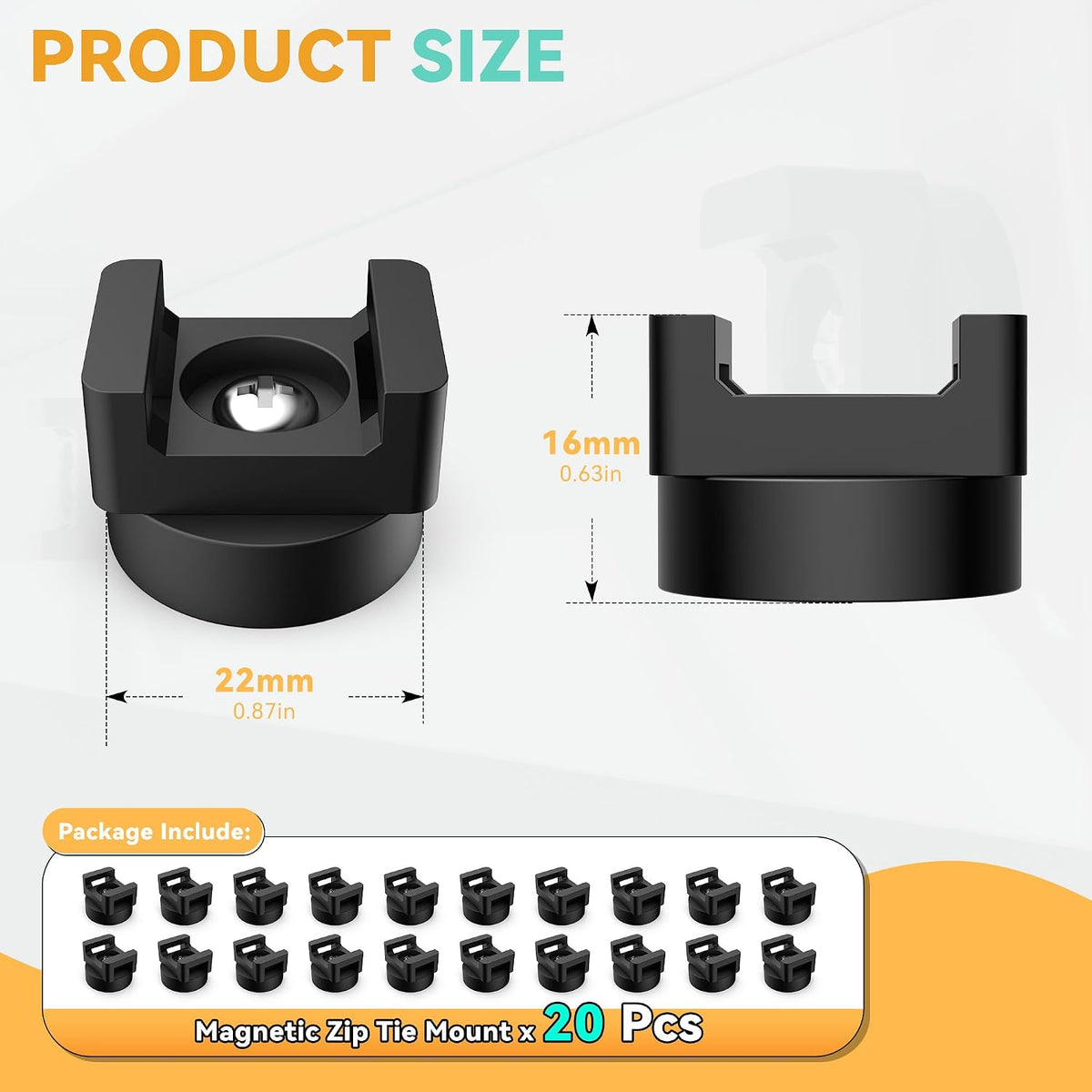 20 Pcs Magnetic Zip Tie Mount Base 26lbs Strong Magnetic Zip Tie Holder Multi...
