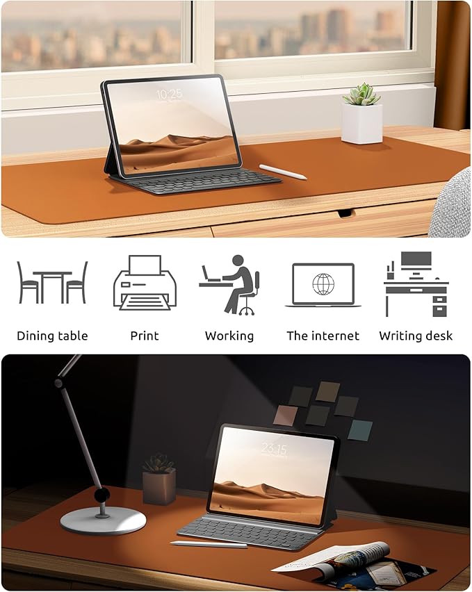 YSAGi Leather Desk Pad Protector, Office Desk Mat, Large Mouse Pad, Non-Slip PU - Image 6