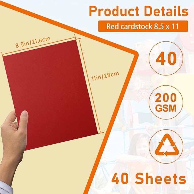 Guakicae 40 Sheets Christmas Red Cardstock 8.5 x 11 Scrapbooking Paper - Image 2