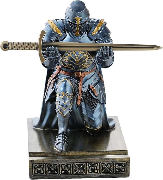 NCQIXIAO Medieval Templar Vanguard Officer Knight Pen Holder Pen Stand Desk - Image 3