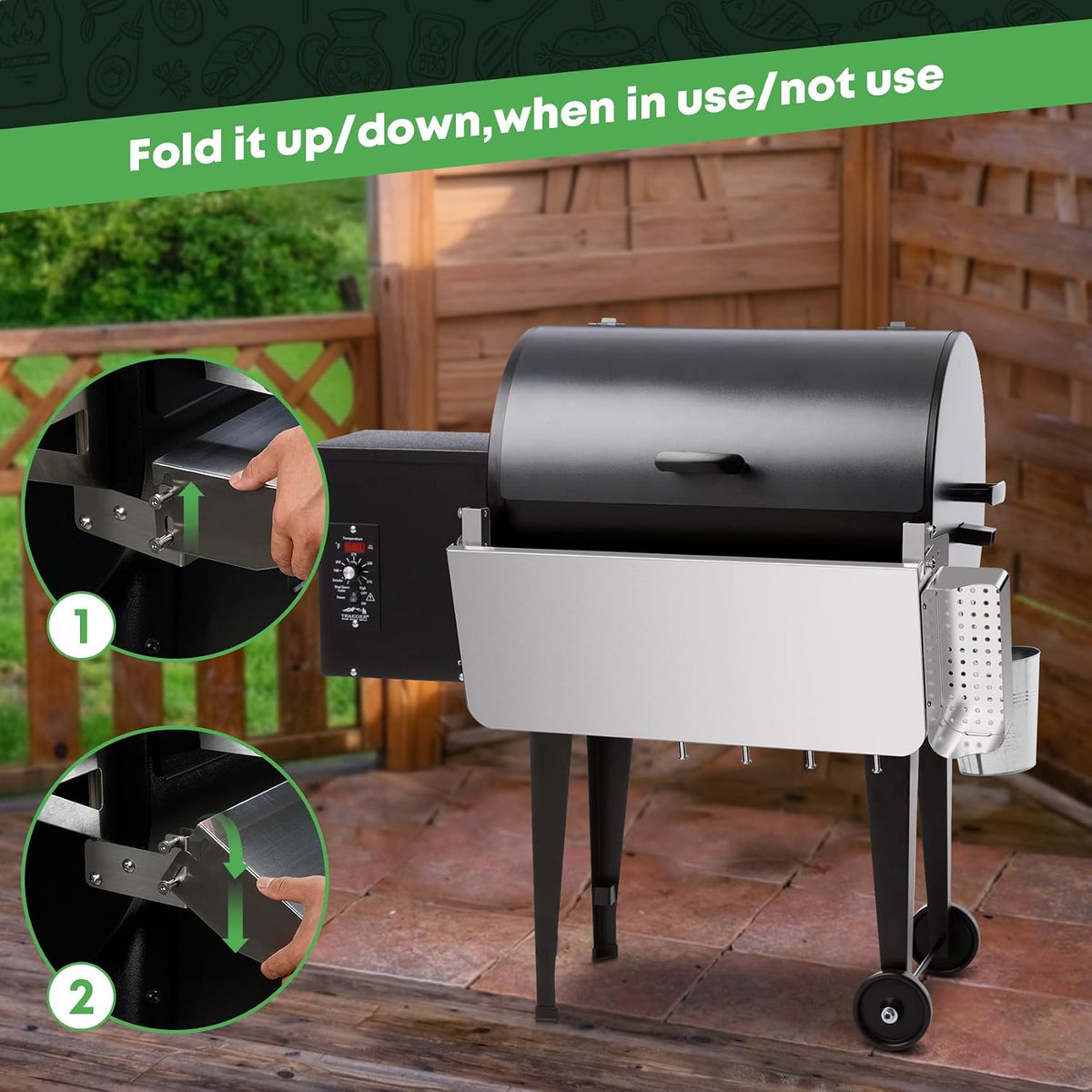 Stanbroil Folding Front Shelf for Traeger 20 Series Pellet Grills