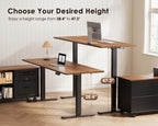 55" L Shaped Electric Standing Desk with Cabinet Sets, Walnut/Black | Mobile Drawers & File Cabinet Sets for Flexible Layout, Height Adjustable Executive Stand Up Desk for Home Office Workstation