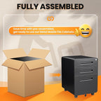 AFAIF 3 Drawer File Cabinet, Fully Assembled Mobile File Cabinets - Image 8