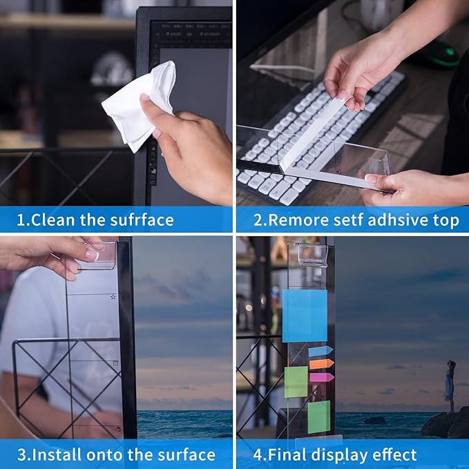 2PCS Multifunction Clear Computer Monitor Memo Boards （Left & Right） Acrylic - Image 5