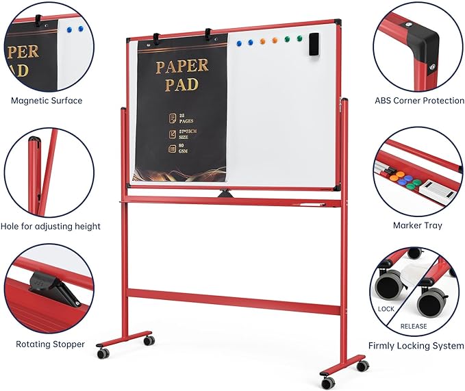Large Dry-Erase Rolling Magnetic Whiteboard - Image 3