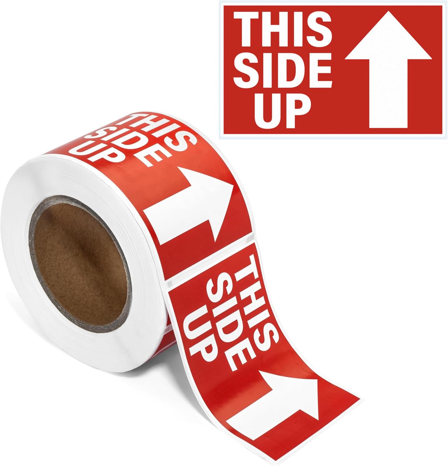 Sutter Signs This Side Up Stickers for Shipping (1500 Labels) 3x5 | Bright Red Adhesive Handle With Care Shipping Handling Labels (Pack of 3 Rolls)