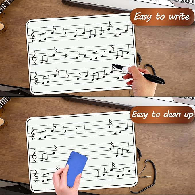 10 Pack Double Sided Music Staff Whiteboard -9''x12'' Keyboard Whiteboard - Image 6