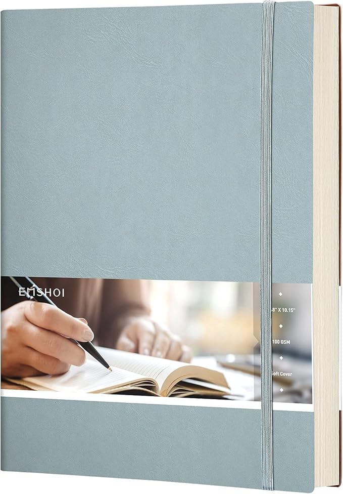 EMSHOI Dotted Journal Bullet Notebook, B5 Large Softcover Leather Journal by EMSHOI
