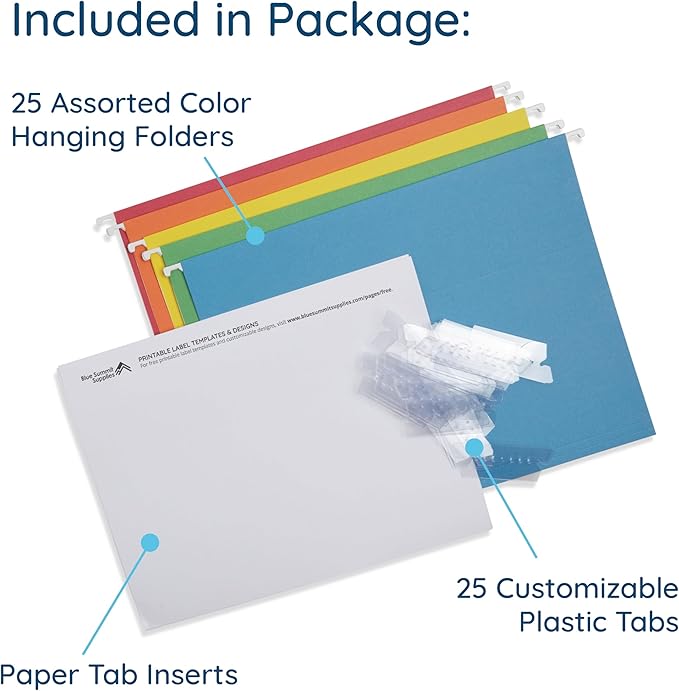 Blue Summit Supplies 25 Colored Hanging File Folders Letter Size - Image 4