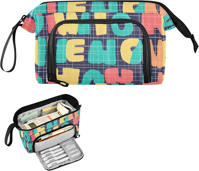 Bolaz Big Capacity Pencil Pen Case Pouch Bag School College Office Organizer - Image 2