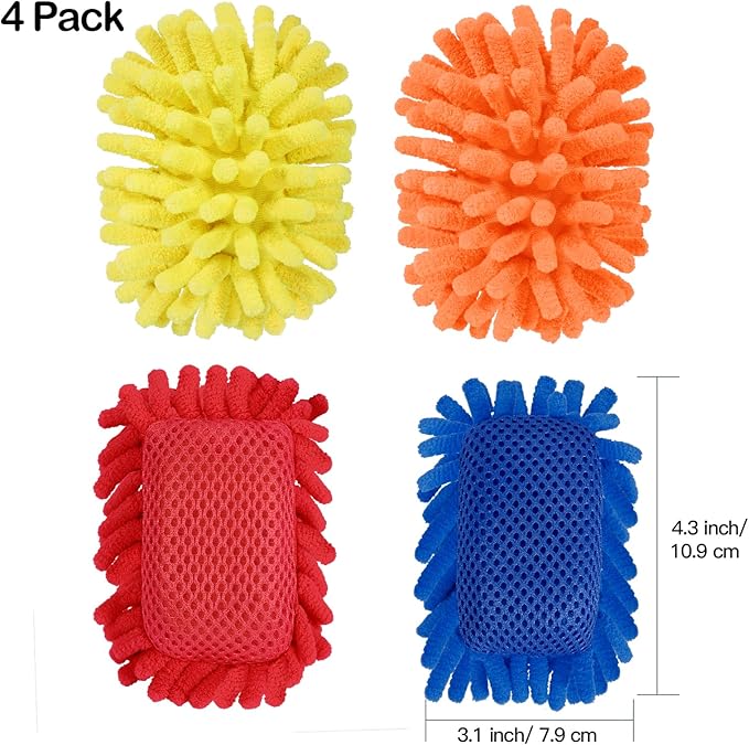 SITHON 4 Pieces Magnetic Microfiber Shag Whiteboard Eraser, Washable Microfiber - Image 2