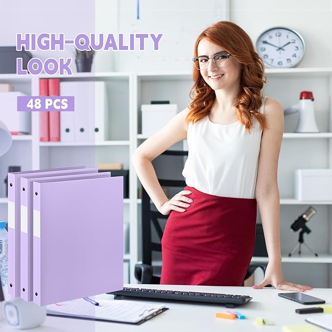 Henoyso 48 Pcs 3 Ring Binder 0.5 Inch Round Fits Letter Size 8.5'' x 11'' Paper - Image 4