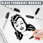 Duchong Black Permanent Markers, Quick Drying Marker, Waterproof, Works on - Image 5