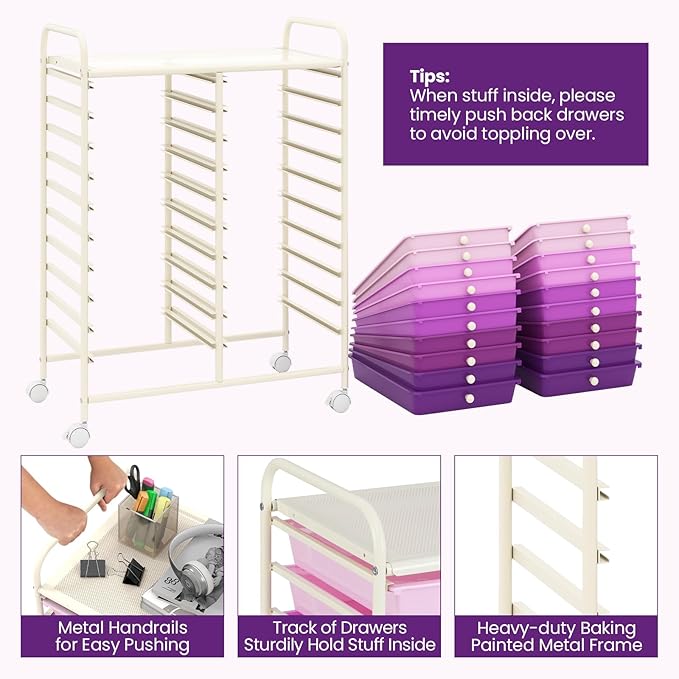 Happygrill 20-Drawer Organizer Cart Tools, Mobile Utility Storage Cart - Image 4