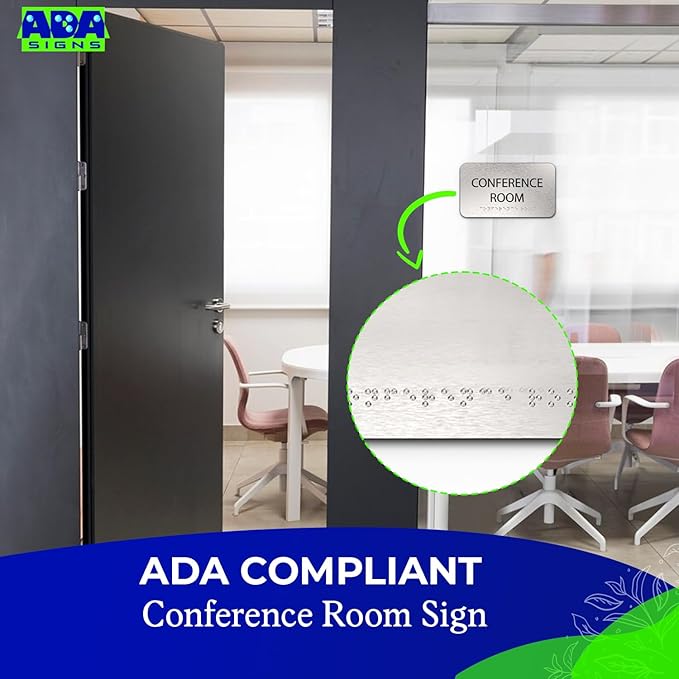 ADASigns Conference Room Sign 7" W x 4" H Durable Brushed Aluminum - Image 6