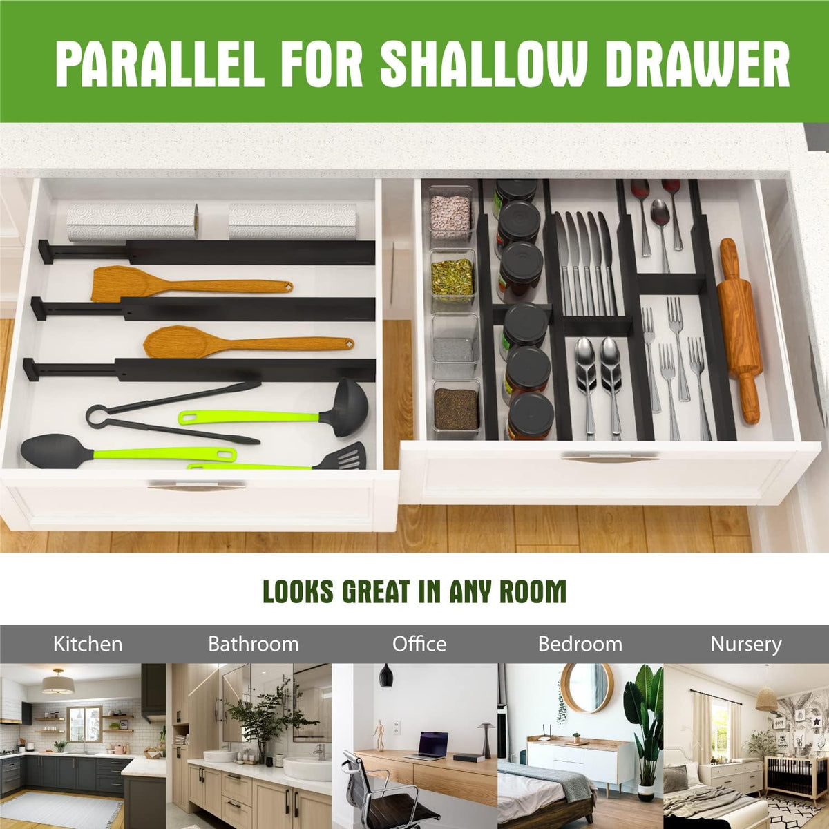 ANTOWIN Bamboo Drawer Dividers Organizers, Expandable Drawer Separators Split...
