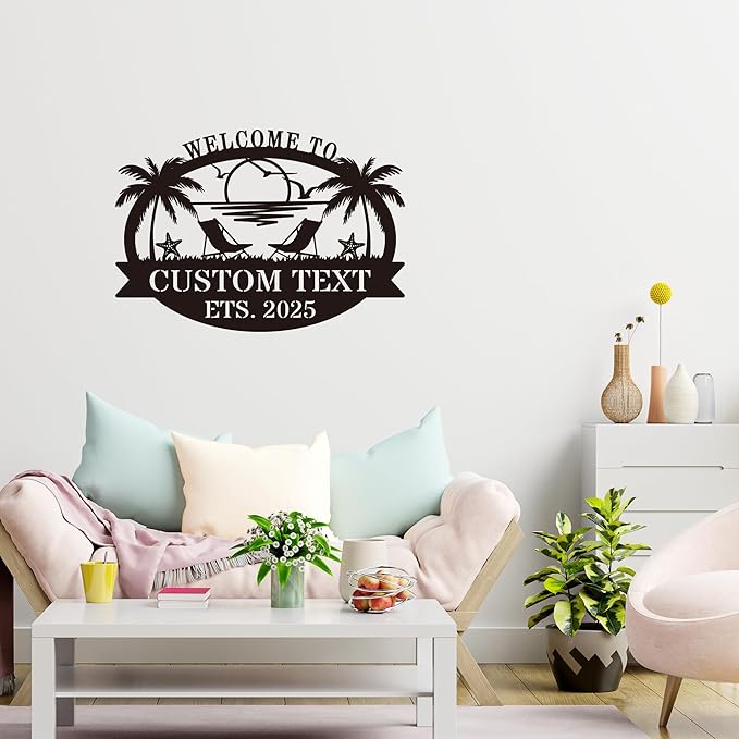 Custom Metal Coastal Beach House Welcome Sign, Personalized Patio and Pool Sign - Image 3