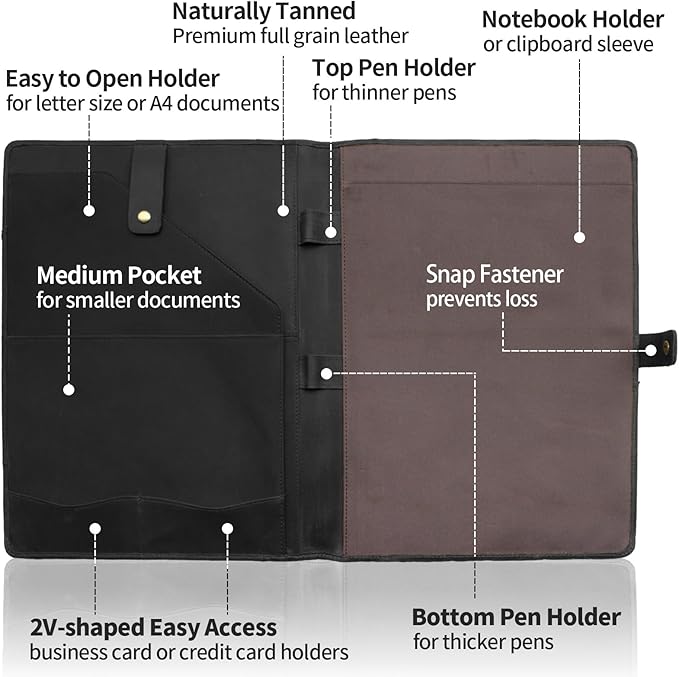 Jack&Chris Leather Portfolio, A4 Document Folder Legal Pad Padfolio, - Image 3
