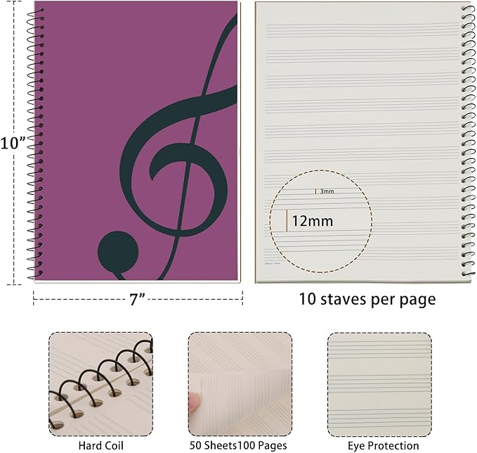 MOREYES Music Notebook Composition Manuscript Staff Notebook - Image 2