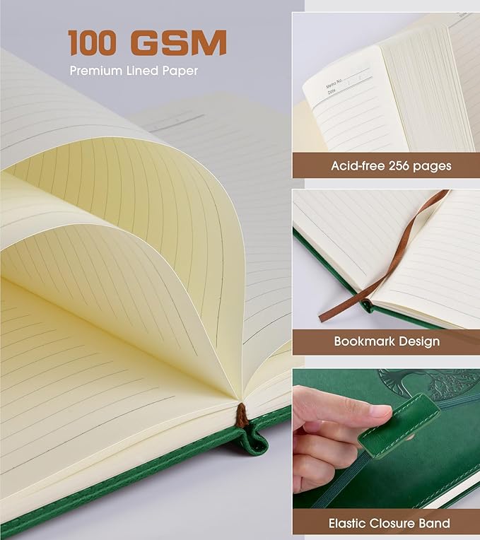Biuwory Lined Journal Notebook for Women Men, 256 Pages A4 Large Hardcover - Image 4