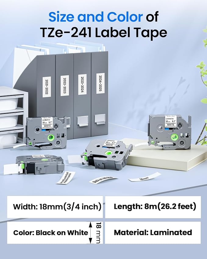TZe-241 18mm 0.7 Laminated White Tape Replace - Image 3