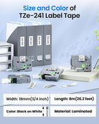 TZe-241 18mm 0.7 Laminated White Tape Replace - Image 3