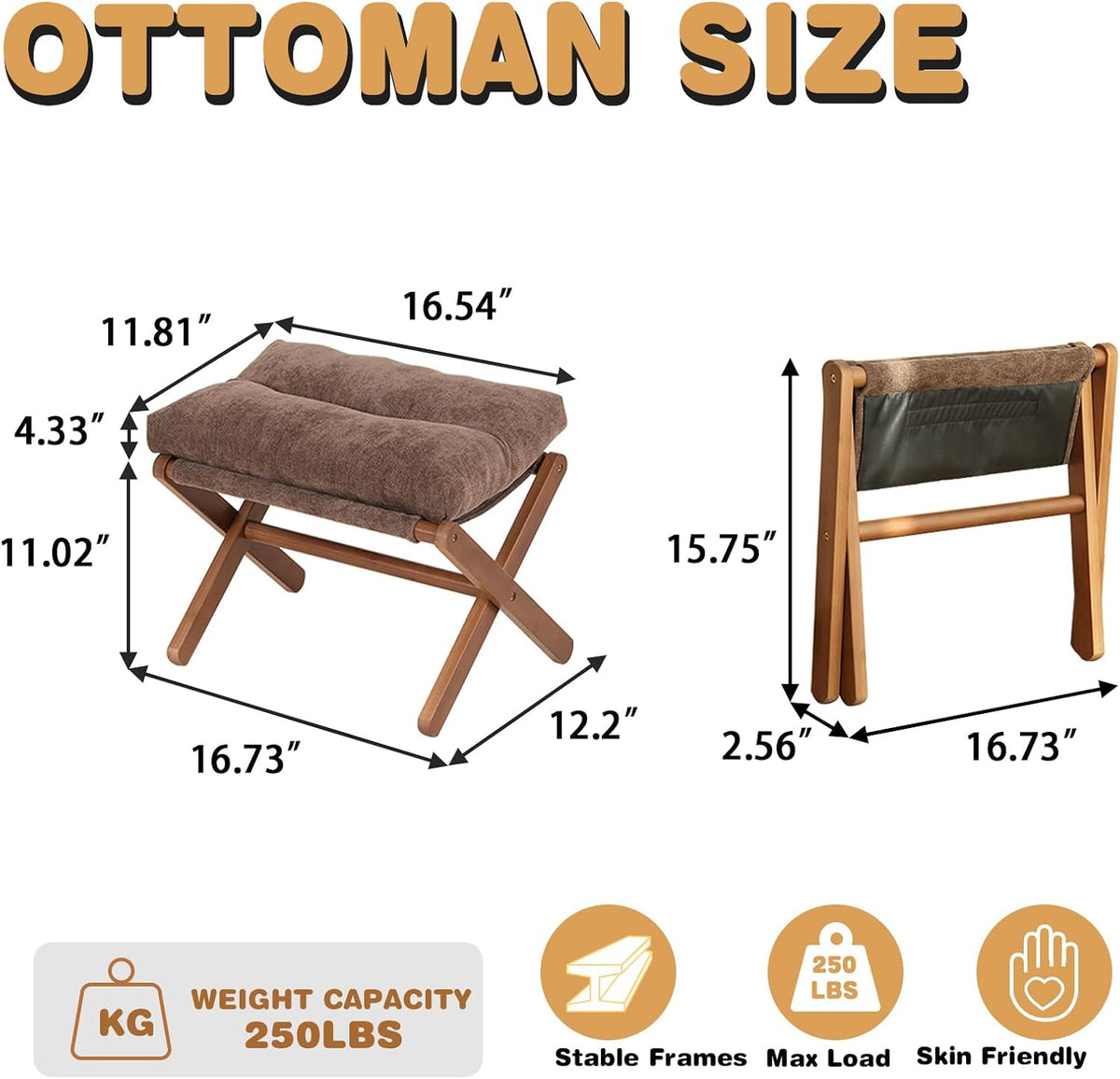 Baveke Foldable Ottoman Foot Rest for Chair, Small Foot Stools Ottoman for Ho...