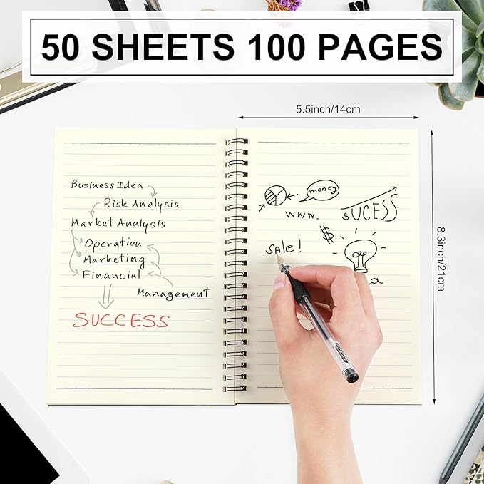 Yahenda 3 Pcs Spiral Notebook Bulk A5 Journal Lined 8.3'' x 5.5'' Writing - Image 2