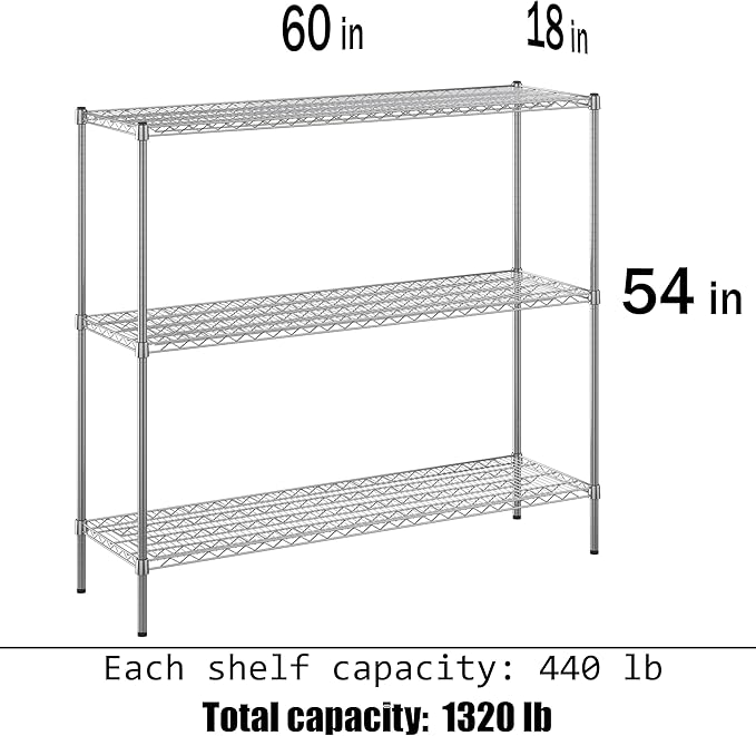 Regal Altair 18" Deep x 60" Wide x 54" Height Wire Shelving Kit | 3-Tier | NSF - Image 3