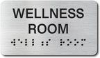 Wellness Room Signs with Raised Text & Grade 2 Braille, Brushed Aluminum/Silver by EliteSign