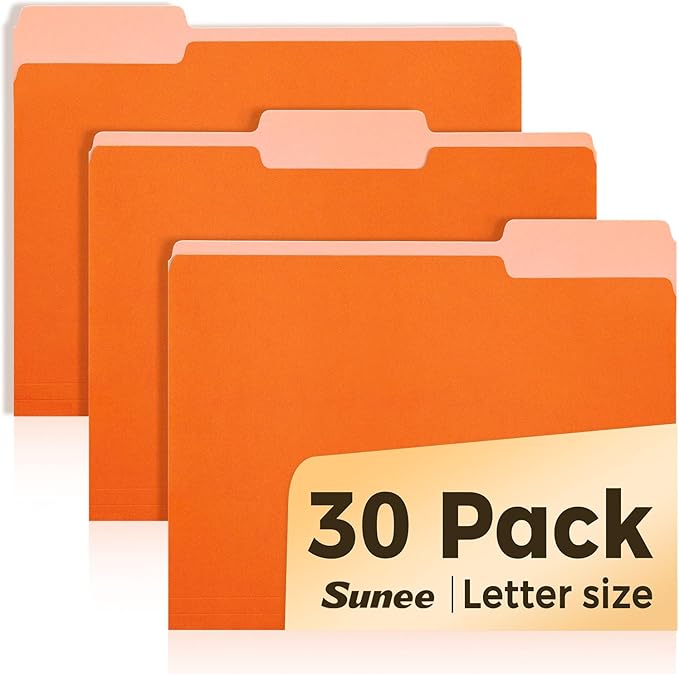 SUNEE File Folders, 30 Pack Manilla Folders 8.5 x 11, Colored File Folders Home by SUNEE